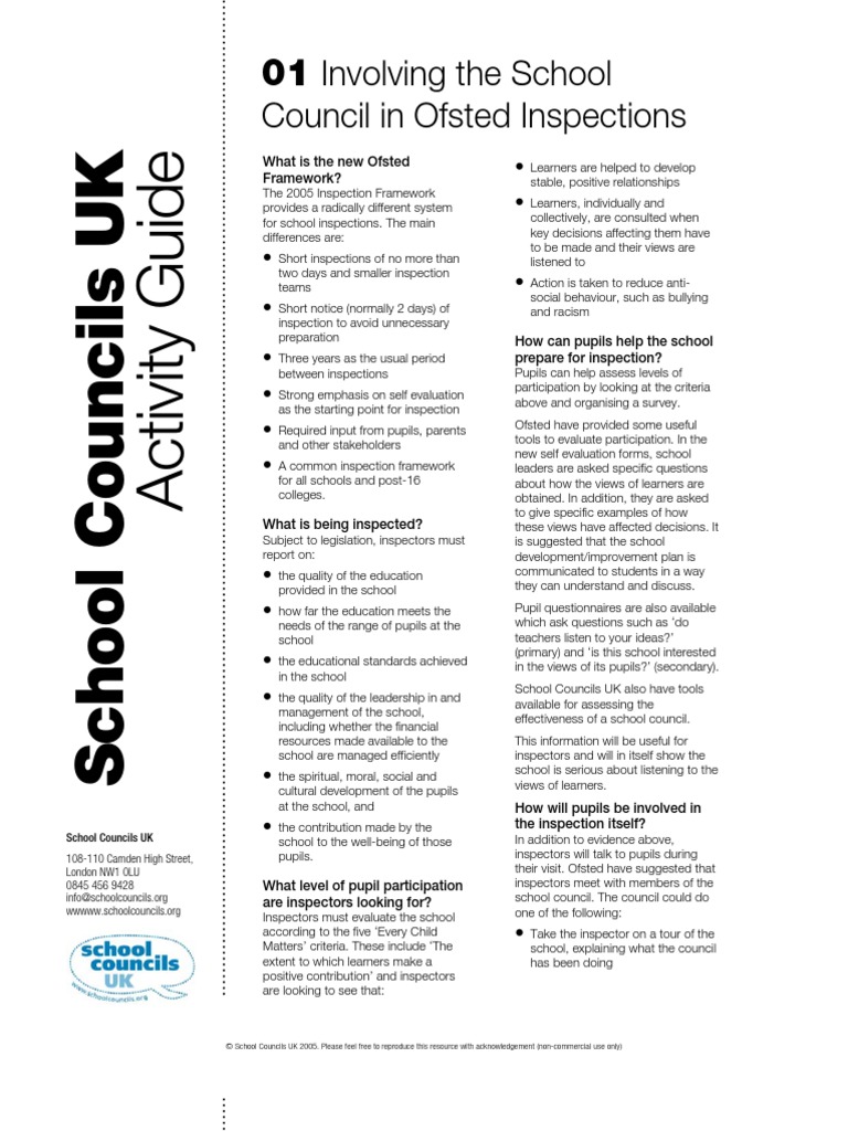 School Councils and Ofsted Inspections | PDF | Schools | Evaluation