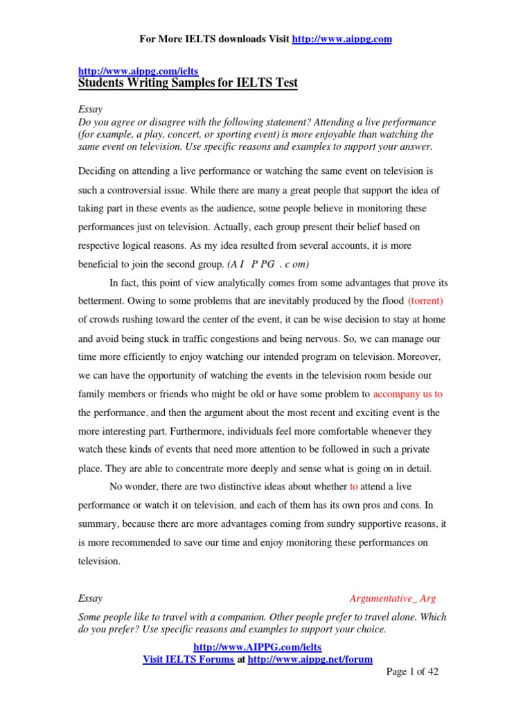 IELTS Writing Samples and Essays | PDF