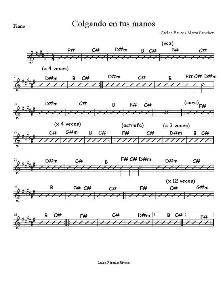 Colgando En Tus Manos Letras Y Acordes