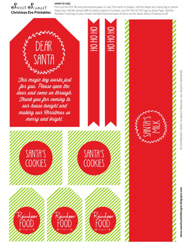 Christmas Eve Printables - Santas Key by Sweet Scarlet Designs | PDF