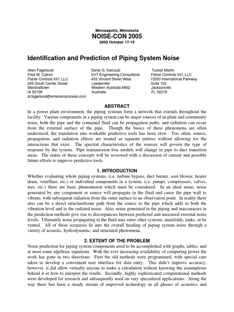 Piping System Noise Prediction Techniques | PDF | Normal Mode | Acoustics