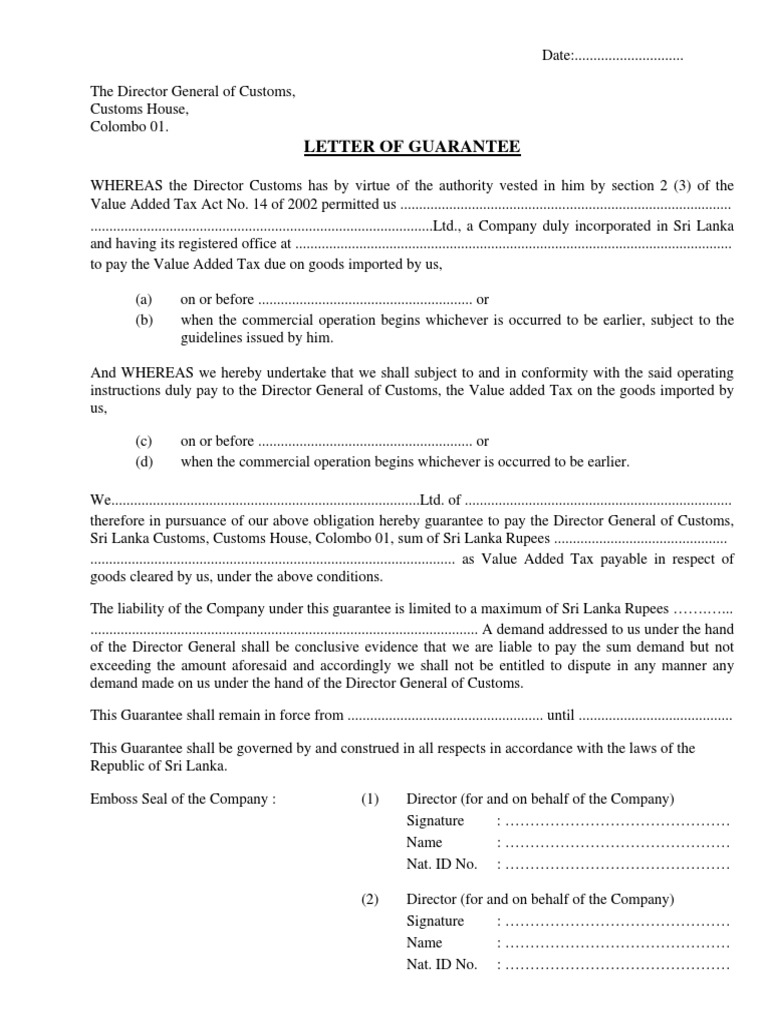 VAT Deferment Guarantee for Imports | PDF | Guarantee | Customs