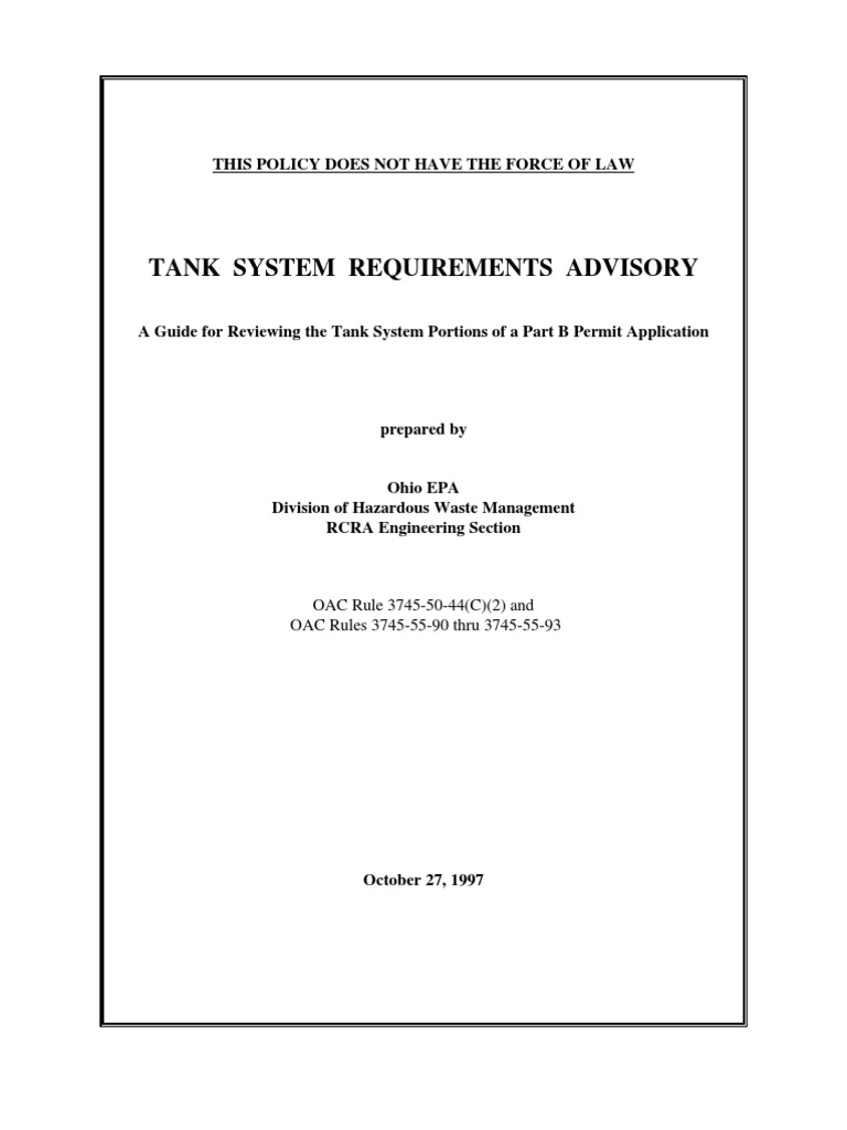 Ohio EPA Tank System Permit Guide | PDF | Standardization | Pipe (Fluid ...