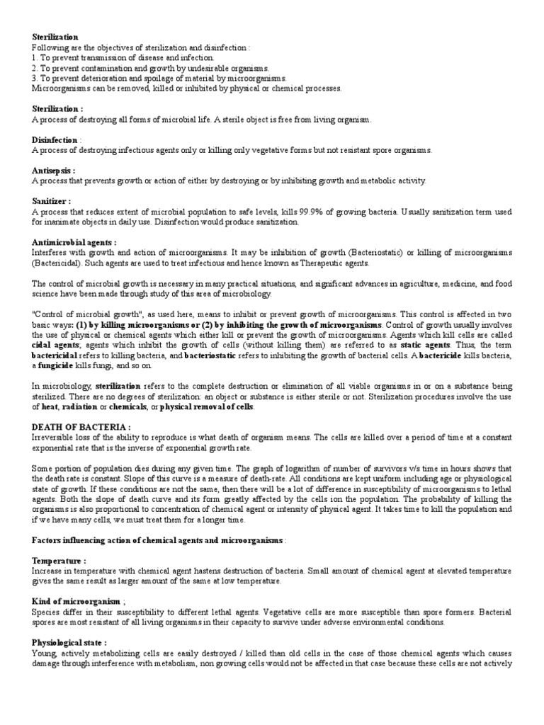 Control of Microbial Growth Techniques | PDF | Disinfectant ...