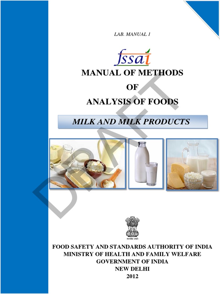 FSSAI Manual for Milk Analysis 2012 | PDF | Wellness
