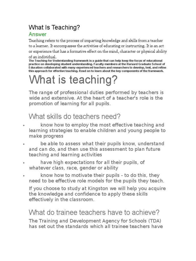 What Is Teaching PDF  Search Engine Garage Band