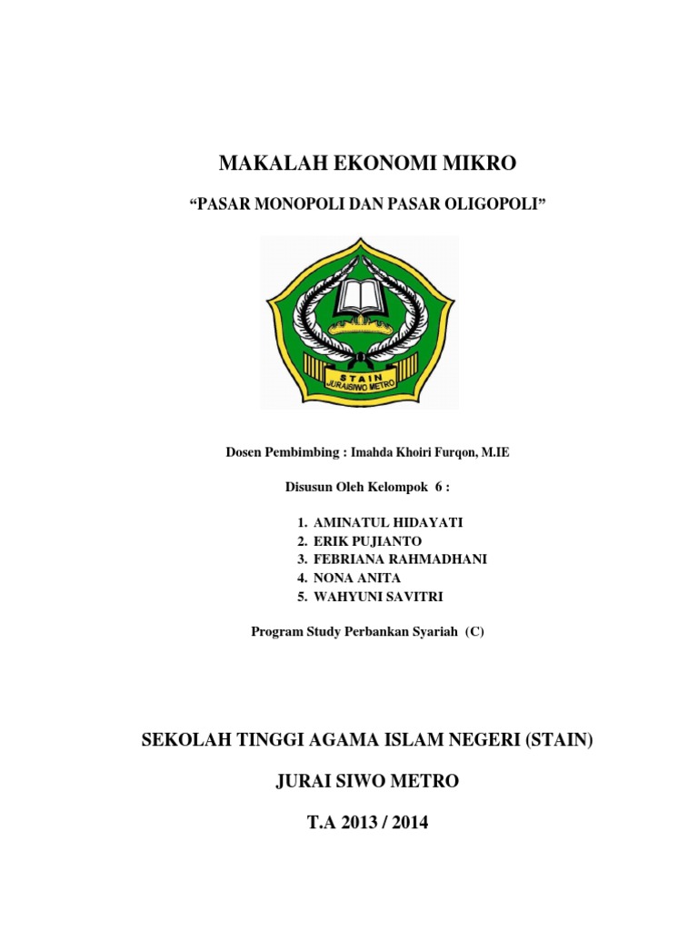 Pasar Monopoli Dan Oligopoli