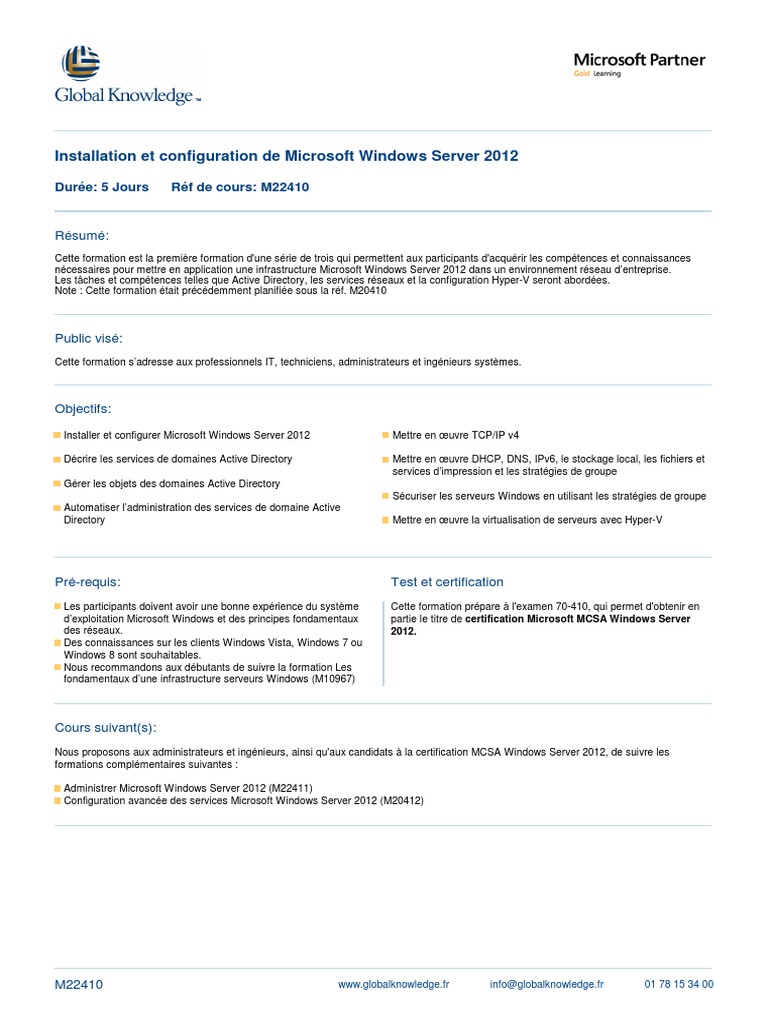 Formation Windows Server 2012 pour IT | PDF | Active Directory ...