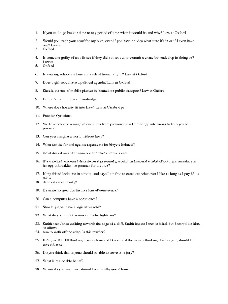 Sample Law Questions Crimes Crime & Justice