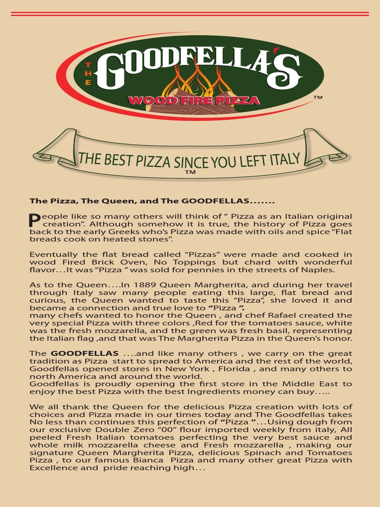 Menu - Goodfellas | Pizza | Salad