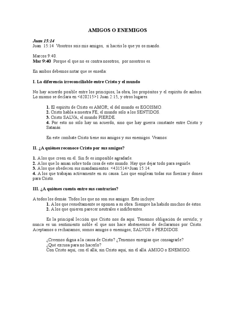 Amigos o Enemigos | PDF | Cristo (título) | Fe