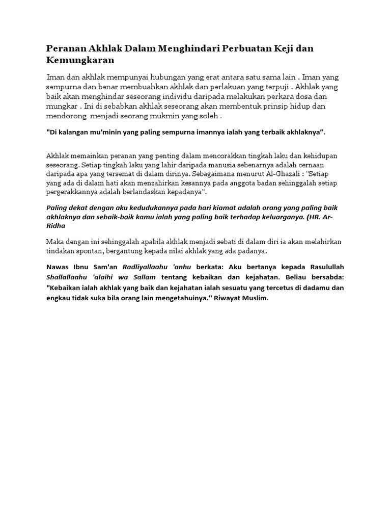 Peranan Akhlak Pdf