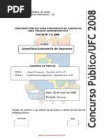 Prova para jornalismo da Universidade Federal do Ceará