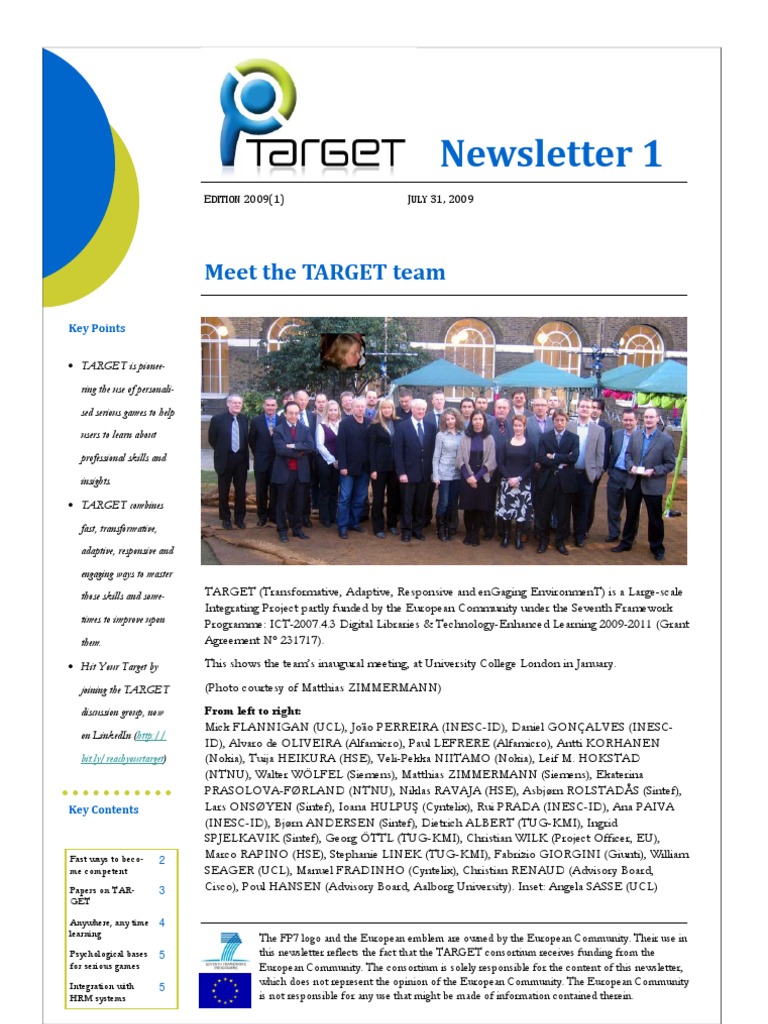TARGET Newsletter 01 July09 Web | PDF | Educational Technology | Simulation