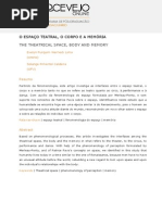 O ESPAÇO TEATRAL, O CORPO E A MEMÓRIA