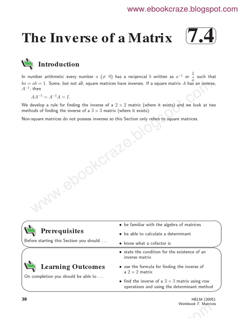 Inverses of Square Matrices Explained | PDF | Determinant | Matrix ...