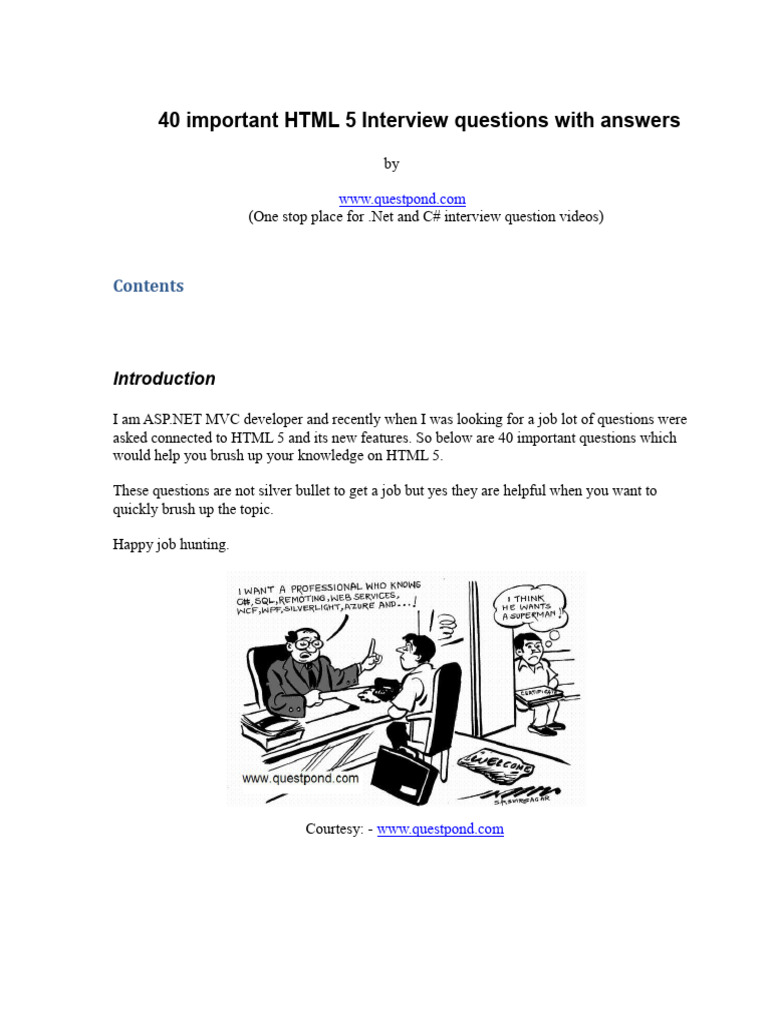 Interview Questions On Html5
