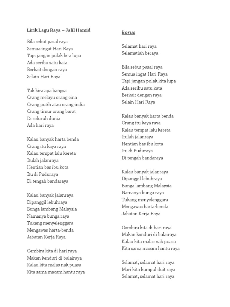 Lirik Lagu Raya Pdf