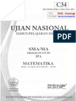 Pembahasan Soal UN Matematika SMA Program IPA 2012 Paket C34 Zona D