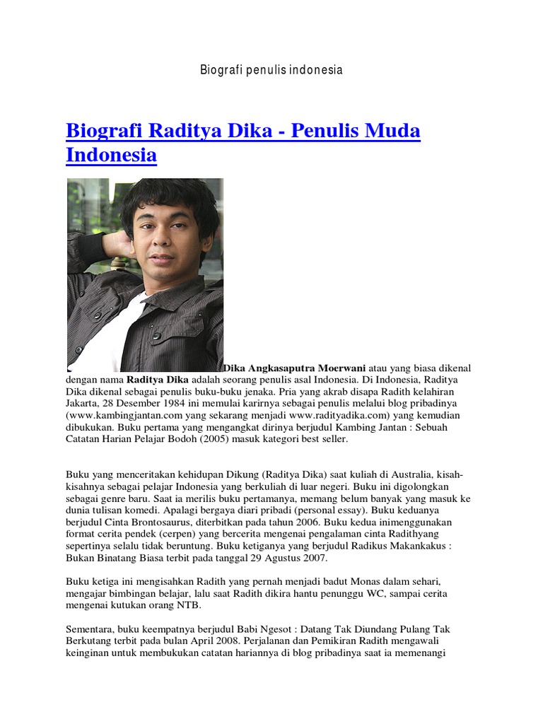 Biografi Penulis Indonesia Pdf