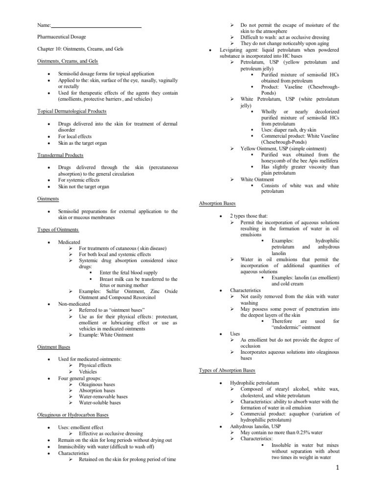 Ointments Creams and Gels Phardose PDF Topical Medication Chemical Substances