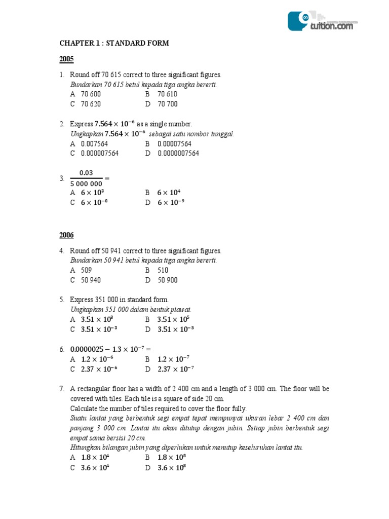 Standard Form and Rounding Exercises | PDF | Sports & Recreation | Home ...