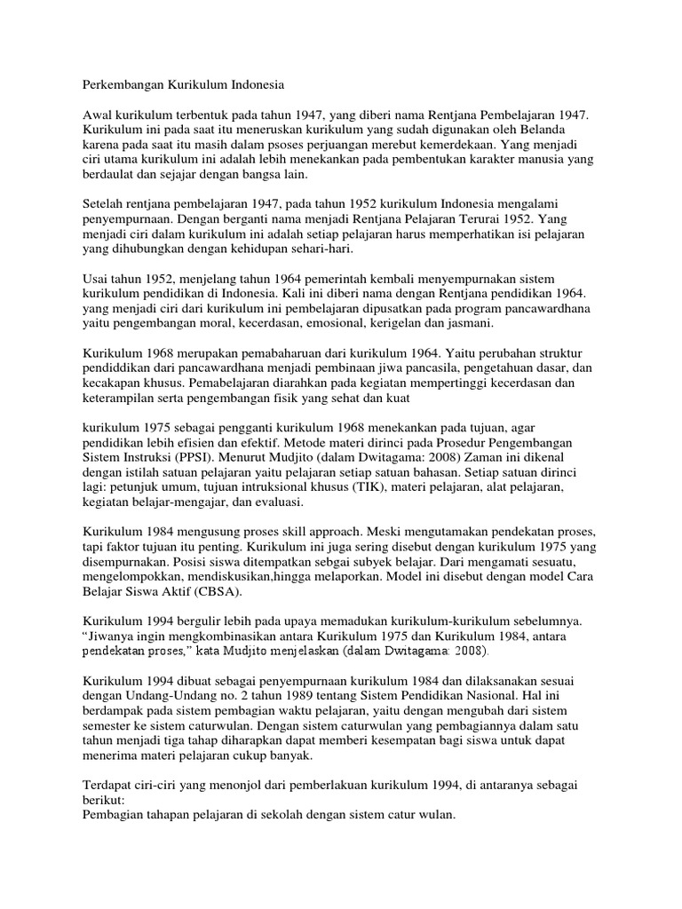 Awal Kurikulum Terbentuk Pada Tahun 1947 Pdf