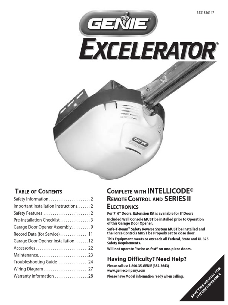 Genie Powerlift Plus Excelerator Installation Screw