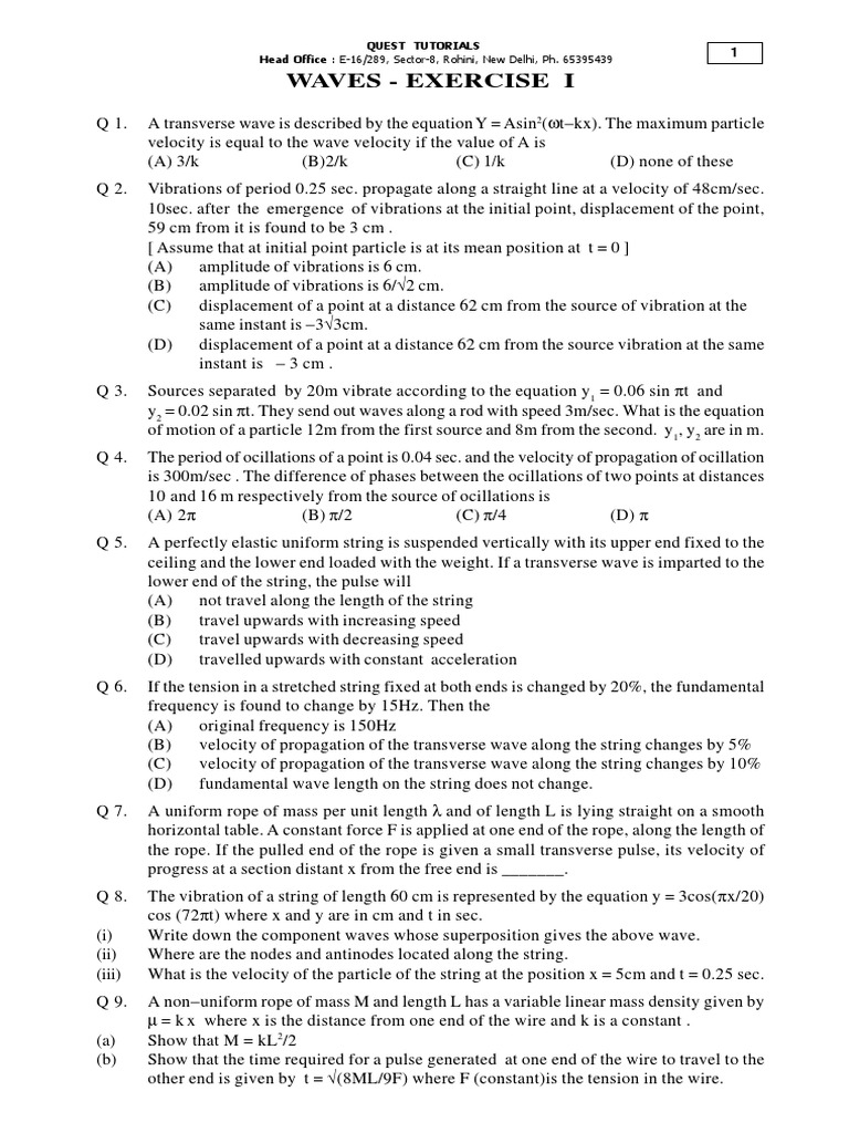 Waves Qns Pdf Waves Sound