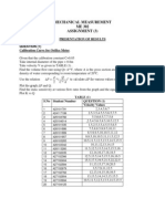 Mechanical Measurement ME 302 Assignment (3) : Presentation of Results Question (1) Calibration Curve For Orifice Meter