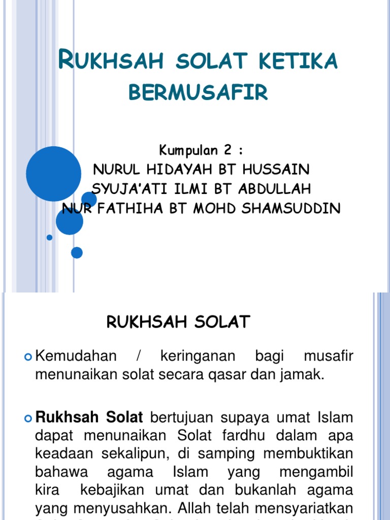 Rukhsah Solat untuk Musafir | PDF