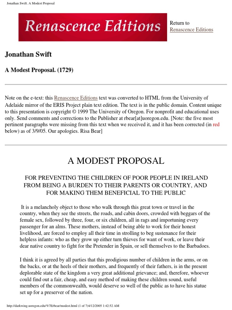 a modest proposal 50 essays pdf