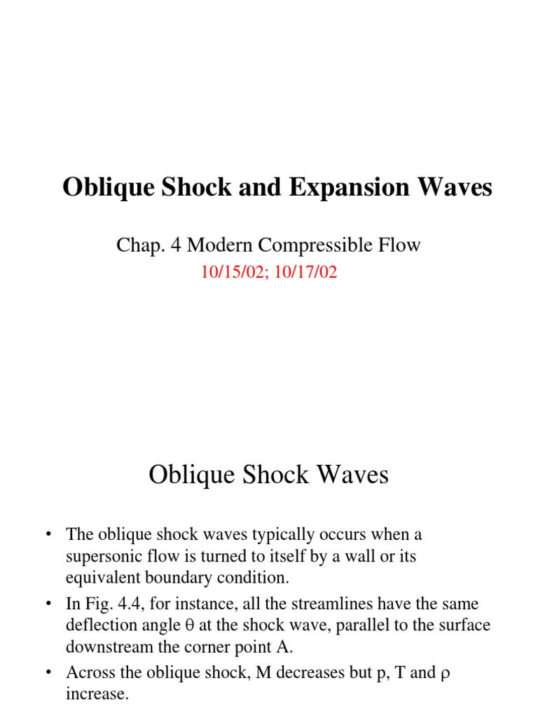 Oblique Shock Presentation On Its Properties | PDF | Shock Wave | Mach ...