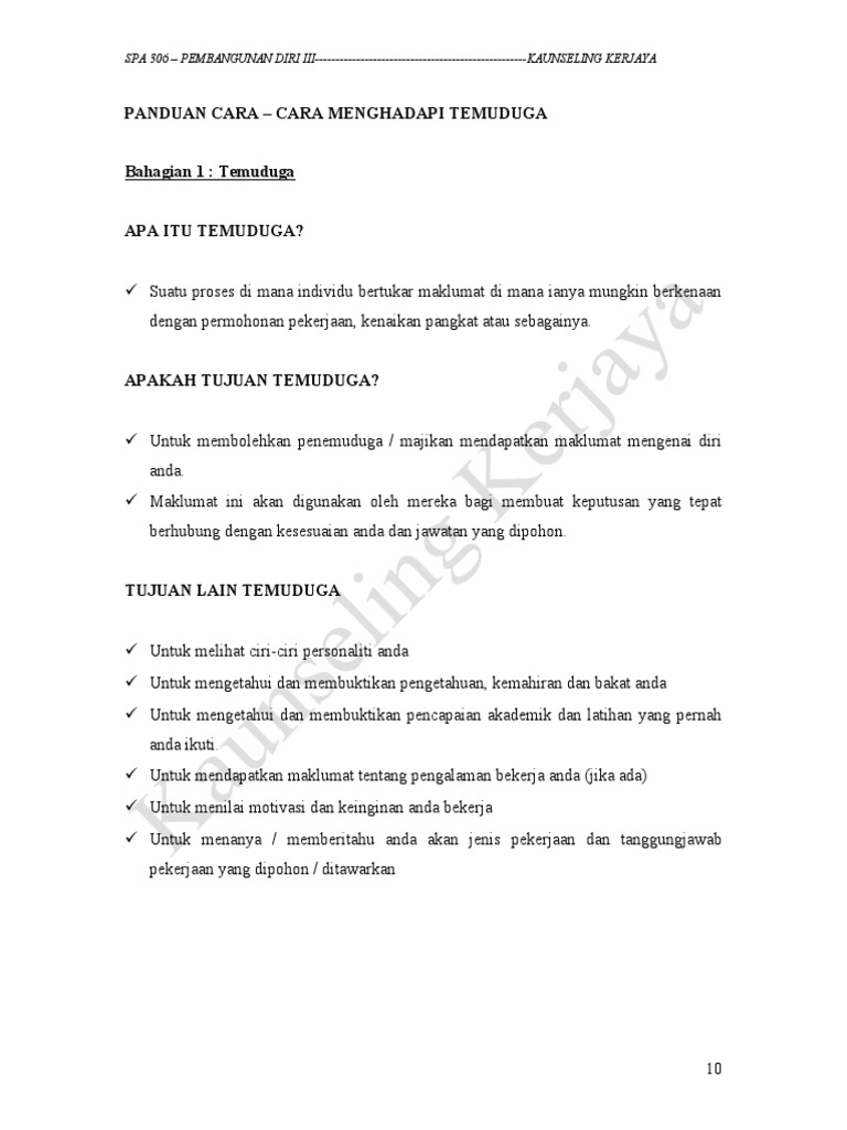 Panduan Cara Temuduga Pdf