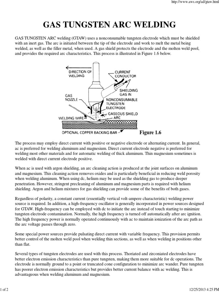 Gas Tungsten Arc Welding PDF Welding Construction