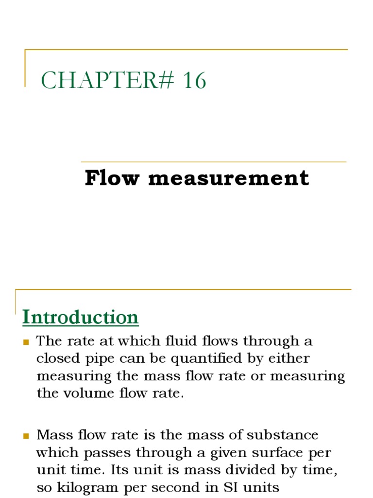 Chapter# 16: Flow Measurement | PDF