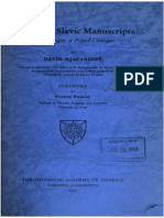 Mediaeval Slavic Manuscripts, Bibliography of Catalogues (1957)