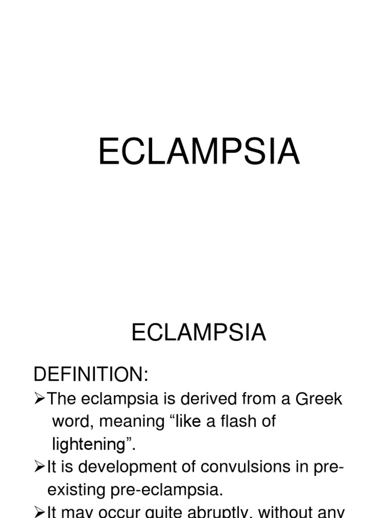 Eclampsia PDF Coma Medicine