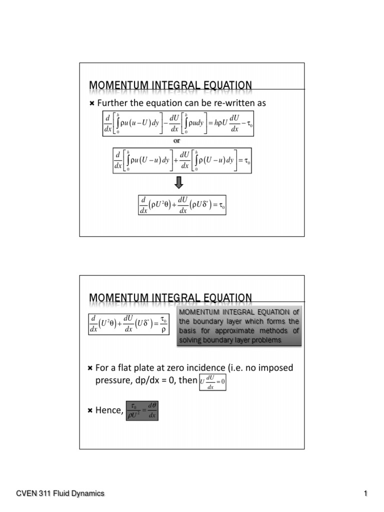 Momentum Integral Approach in Fluid Dynamics | PDF | Boundary Layer ...