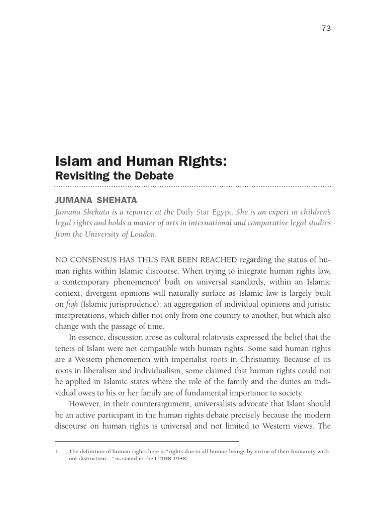 Human Rights in Islamic Contexts | PDF | Sharia | Human Rights