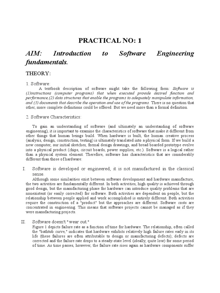 Aim: To Software Engineering Fundamentals.: Practical No: 1 | PDF