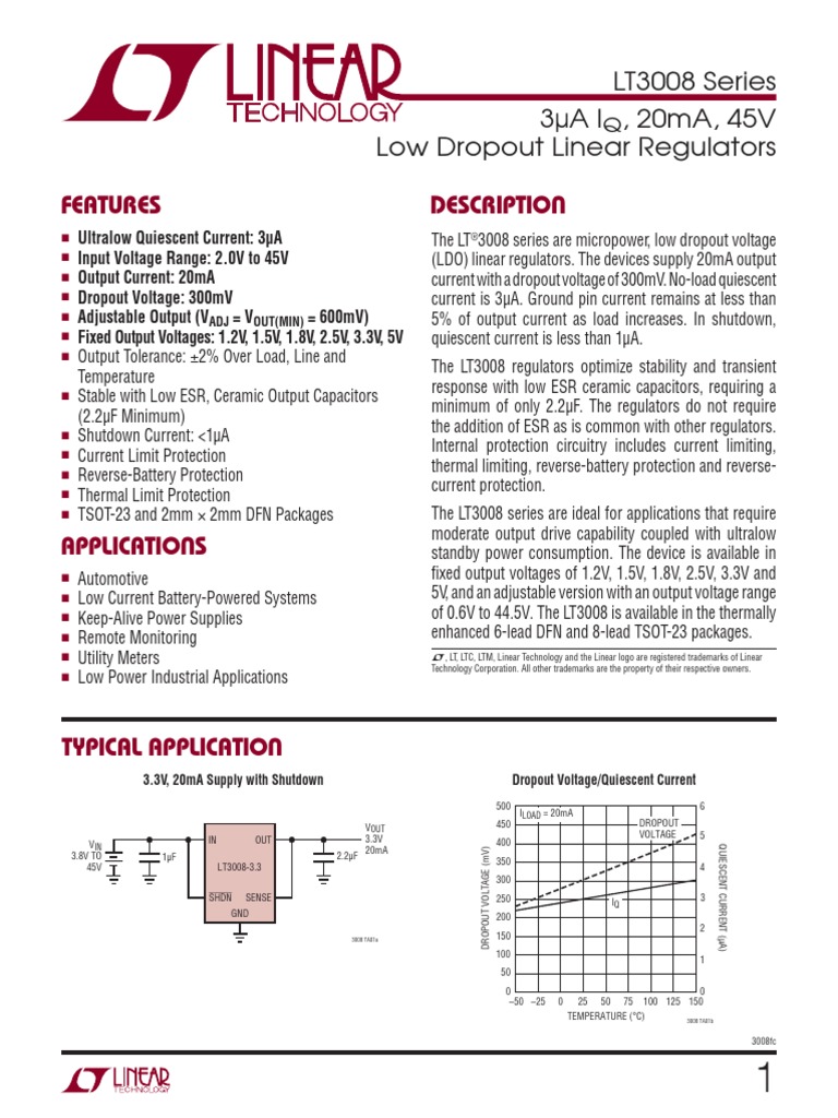 3008fc Low Dropout Linear Regulators | PDF | Capacitor | Printed ...