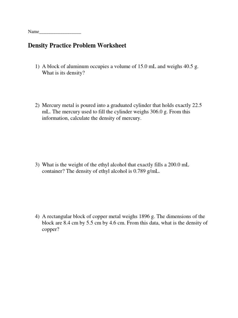 Density Problems Without Answers