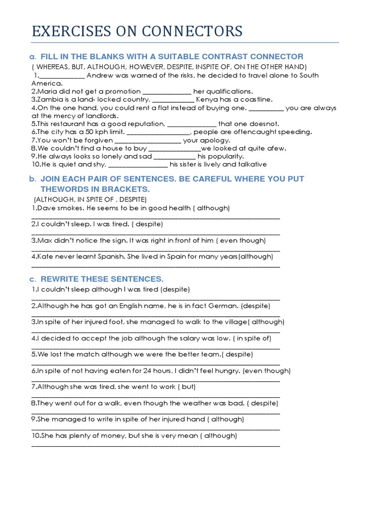 Exercises On Connectors PDF