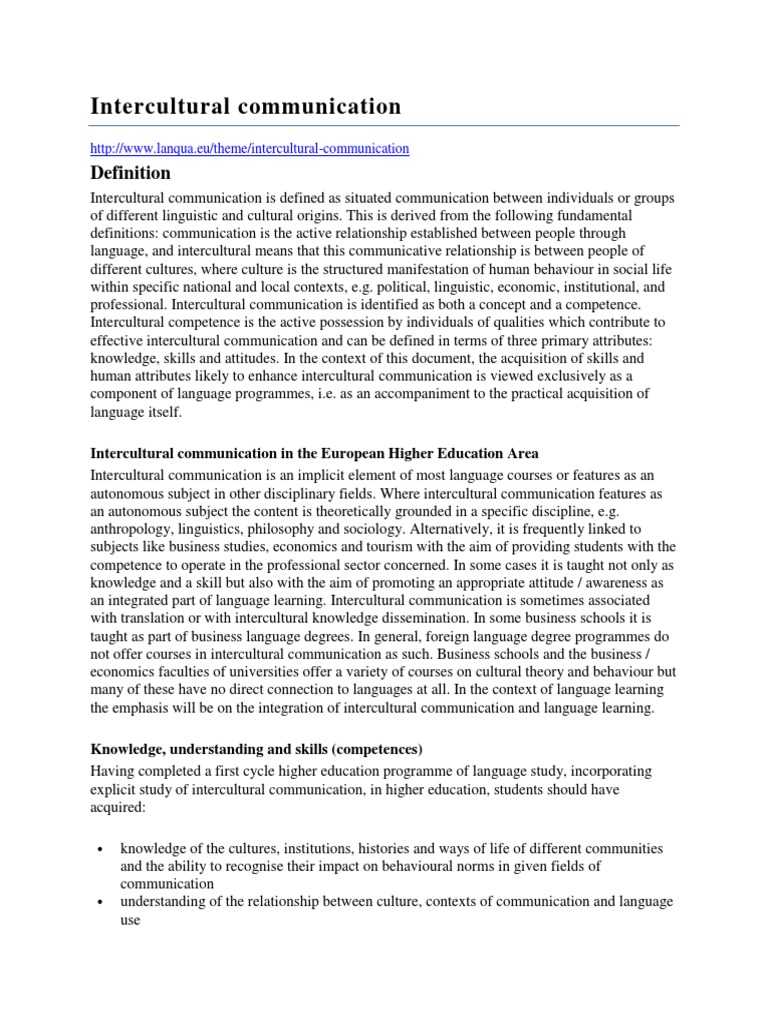 Intercultural Communication in Education | PDF | Cross Cultural ...