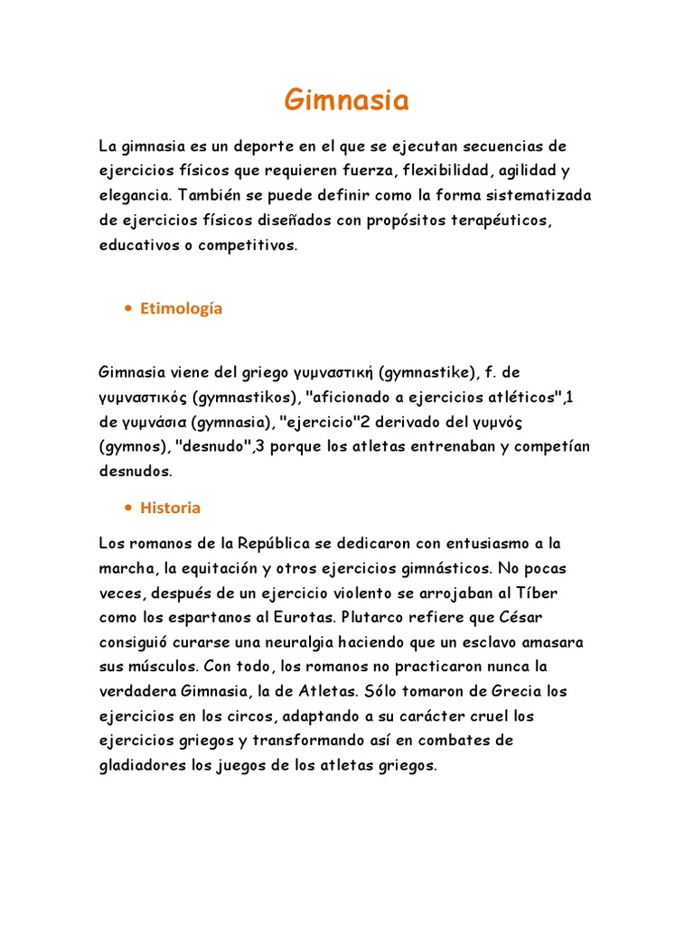 Historia y disciplinas de la gimnasia | PDF | Gimnasia | Deportes de verano