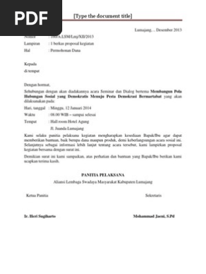 Surat Permohonan Sponsorship Pdf