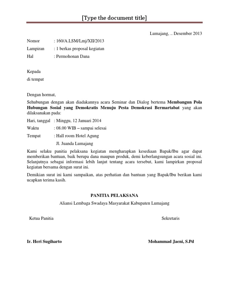 Surat Permohonan Sponsorship