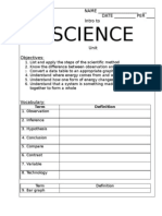 Science: NAME - DATE - PER - e Intro To