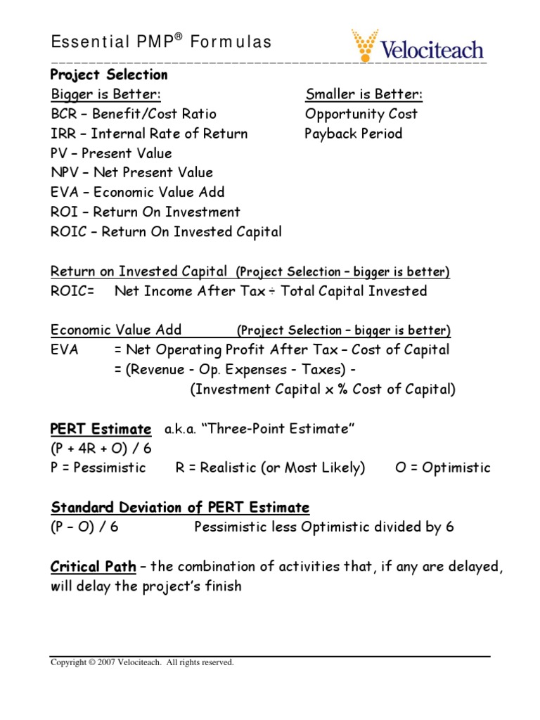 Essential Formula Sheet | PDF